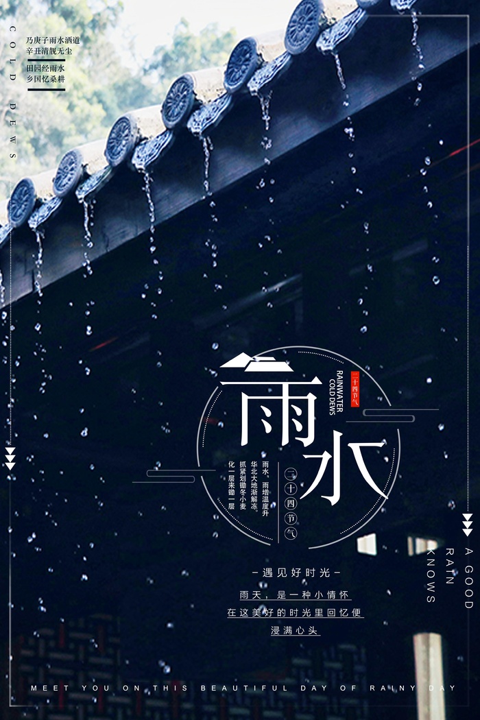 24节气雨水psd模版下载
