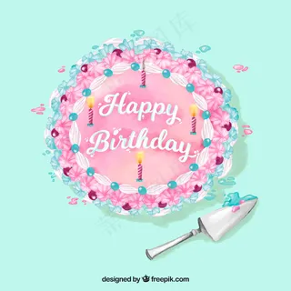 水彩生日快乐蛋糕背景