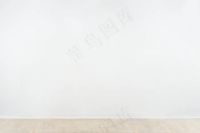 与木地板的白色空白混凝土墙模型样机