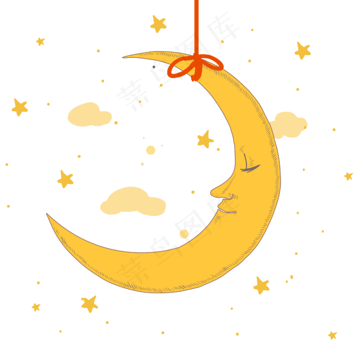 矢量卡通黄色弯月(4167*4167px 300 dpi )ai矢量模版下载
