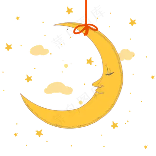矢量卡通黄色弯月