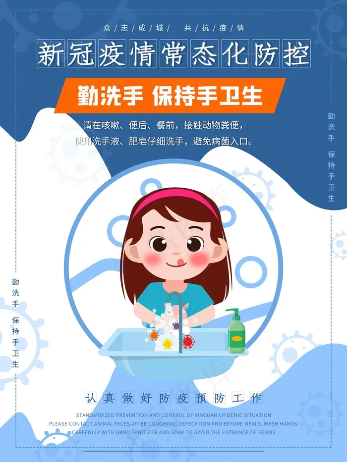 新冠疫情防控海报展板psd模版下载