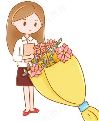 教师节感恩送花女老师手绘