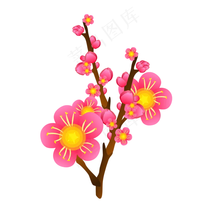 冬天粉色梅花花卉(2000*2000px 300 dpi )ai矢量模版下载