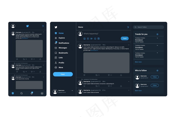 Twitter界面概念eps,ai矢量模版下载