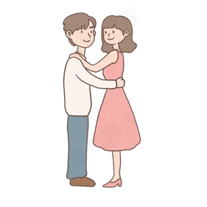 情侣相会求婚七夕情人节手绘免抠
