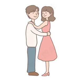 情侣相会求婚七夕情人节手绘免抠