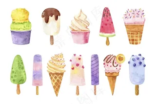 手绘水彩冰淇淋包