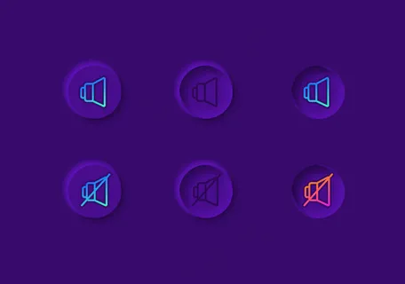 视频声音选项ui元素工具包。静音音频。音乐设置图标、栏和仪表板模板。具有暗主题界面的手机app移动应用程序app的web小部件集合