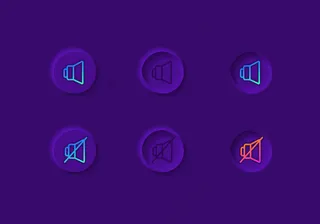 视频声音选项ui元素工具包。静音音频。音乐设置图标、栏和仪表板模板。具有暗主题界面的手机app移动应用程序app的web小部件集合