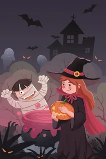 万圣节万圣夜女巫魔法蝙蝠夜晚墓地派对幽灵 万圣节万圣夜女巫魔法蝙蝠夜晚墓地派对幽灵