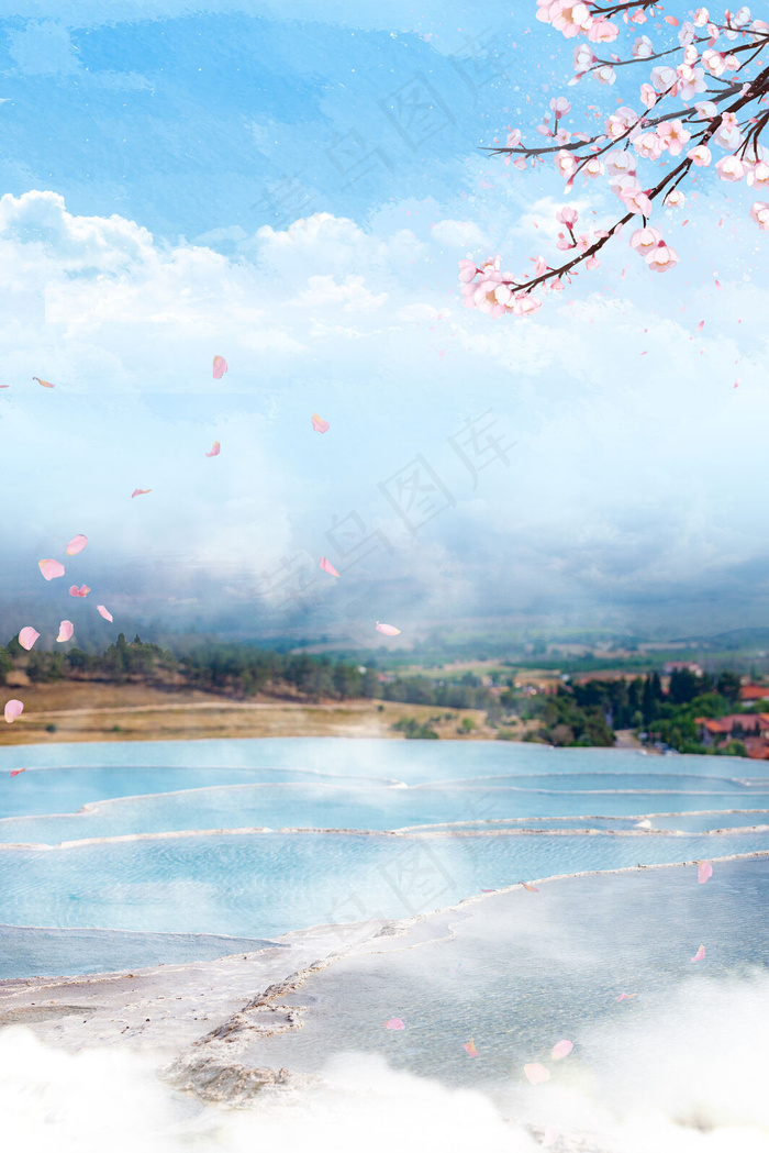 简约温泉创意背景合成