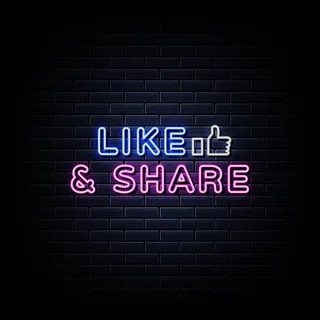 喜欢并共享霓虹灯标志样式文本