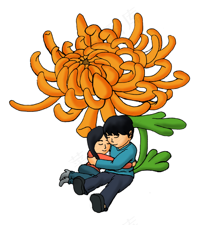 重阳节之情侣菊下缠绵(3682X3936(DPI:600))psd模版下载