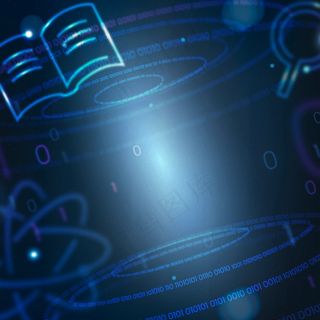 渐变蓝色教育混音中的科学与原子背景矢量