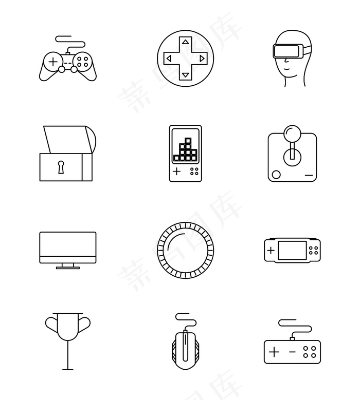 线视频游戏图标集