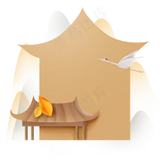 中国风古风房子文字框