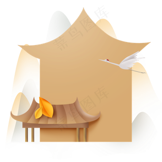 中国风古风房子文字框