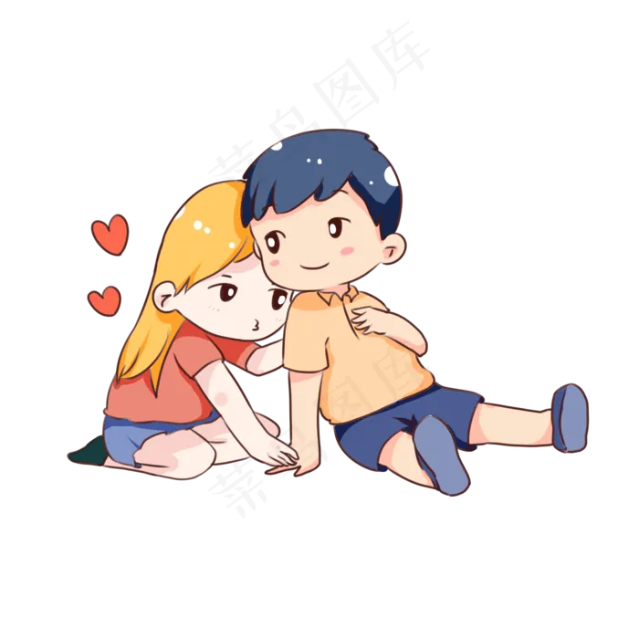 手绘Q版七夕节情侣(2000X2000(DPI:300))psd模版下载