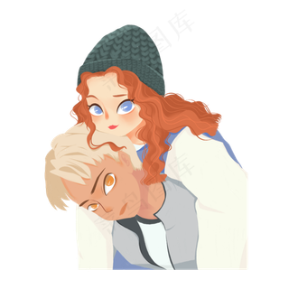 背着的情侣七夕情人节元素