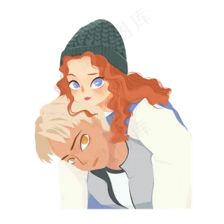 背着的情侣七夕情人节元素