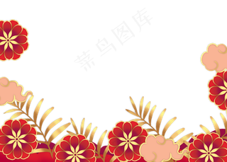 红金花朵新春边框