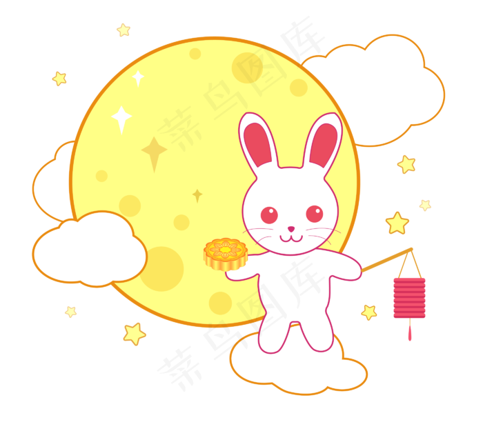 腾云赏月玉兔(2800*2500px 300 dpi )ai矢量模版下载
