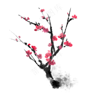 水墨梅花花枝