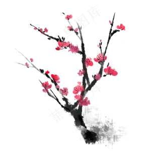 水墨梅花花枝