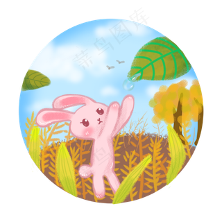 节气寒露元素手绘可爱兔子