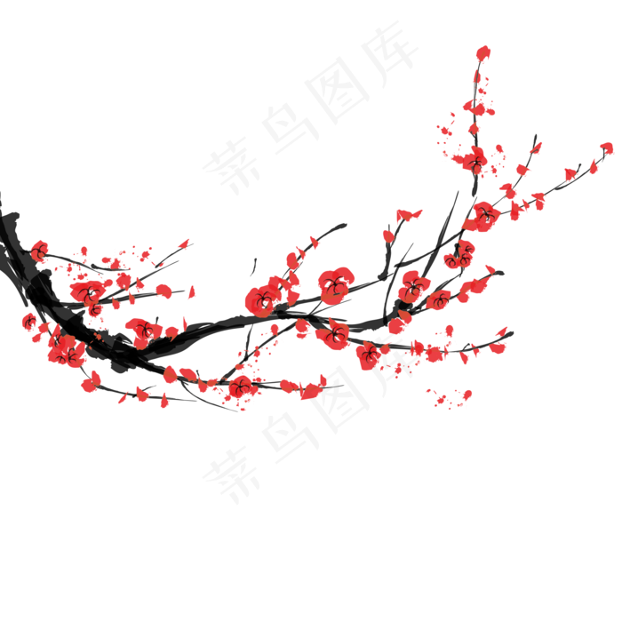 水墨梅花(2083*2083px 300 dpi )ai矢量模版下载