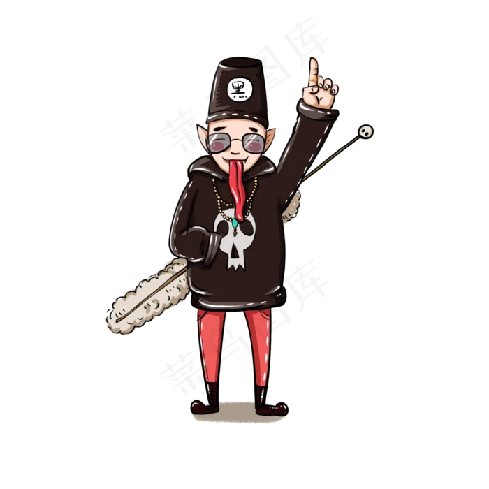 中元节黑无常嘻哈说唱风格手绘(2000X2000(DPI:300))psd模版下载