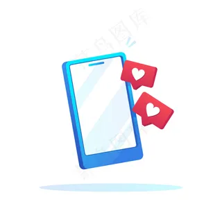 渐变设计中带有爱情标志图标的手机