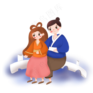 七夕节卡通牛郎织女