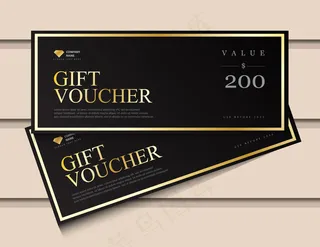 带有闪光金奢华元素的礼品券模板。