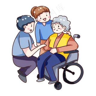 手绘卡通重阳节回家探望老人