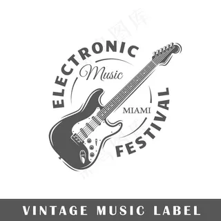 白色背景上的音乐标签。元素。标识、标牌、品牌的模板。插图