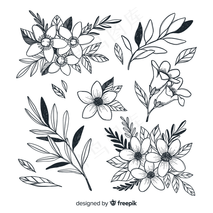 美丽花朵系列手绘风格