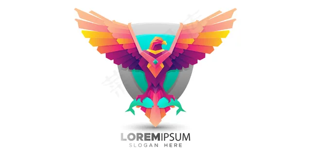 彩色鱼鹰鸟标志模板