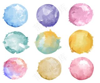 彩色水彩徽章向量集