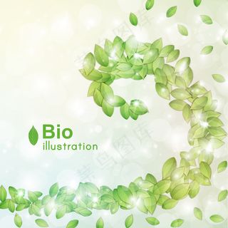 抽象生物带绿叶，光效平