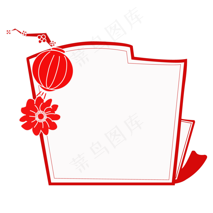 红色创意灯笼复古边框(1181X1181(DPI:300))ai矢量模版下载