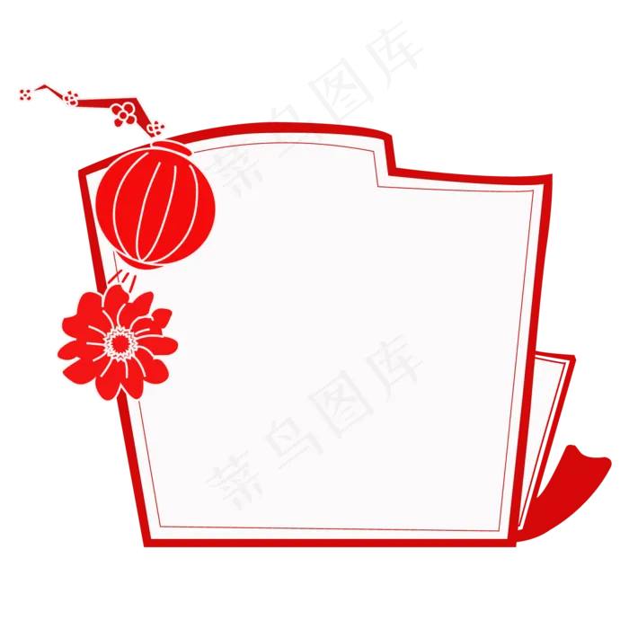 红色创意灯笼复古边框(1181X1181(DPI:300))ai矢量模版下载