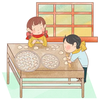 立冬冬至吃饺子包饺子男孩女孩手