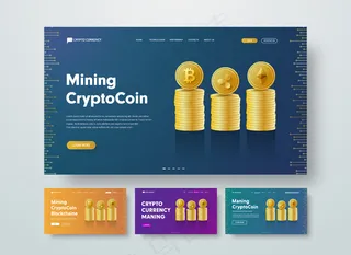 用于加密货币的模板web标头，包含金币、比特币、以太坊和ripple。