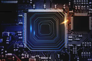 主板特写技术上的智能微芯片背景