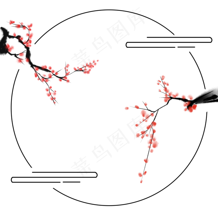 中国风水墨梅花边框(2000X2000(DPI:300))psd模版下载