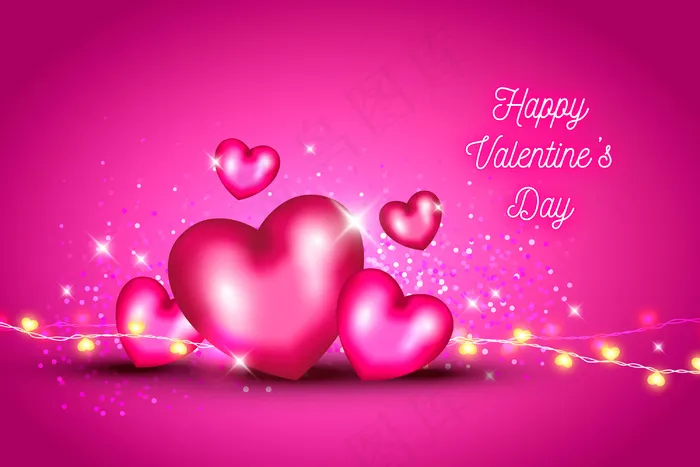 情人节背景与心和闪光eps,ai矢量模版下载