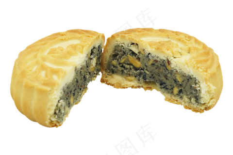 掰开黑芝麻月饼