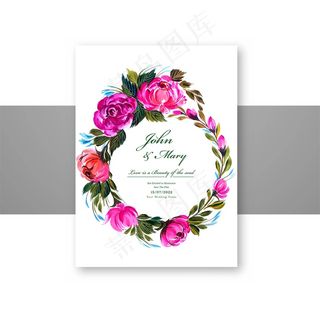 可爱的圆形花框与widding卡模板